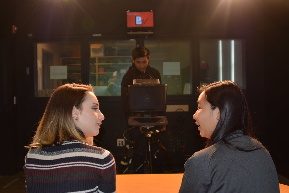  Ernest Law films Connie Nong and Giulia Pugliese for the next episode of BTV 