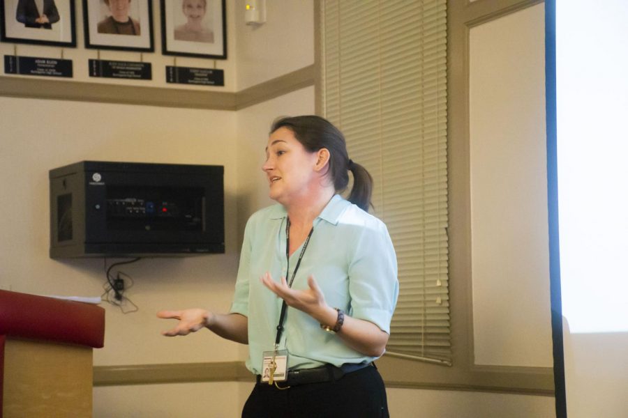 Dr. Kimberly Rosania informs parents of San Mateo Union High School District students about how to seek treatment for their loved ones suffering from eating disorders.
