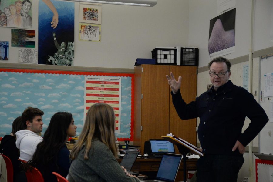 Mr. Burke teaching his second period class.