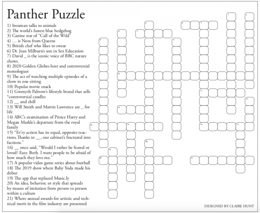 Small Screen Entertainers Crossword