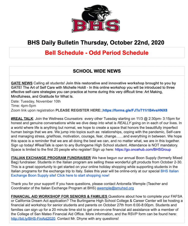 The Daily Bulletin is updated everyday with new information regarding volunteer opportunities, jobs, and general information for students.