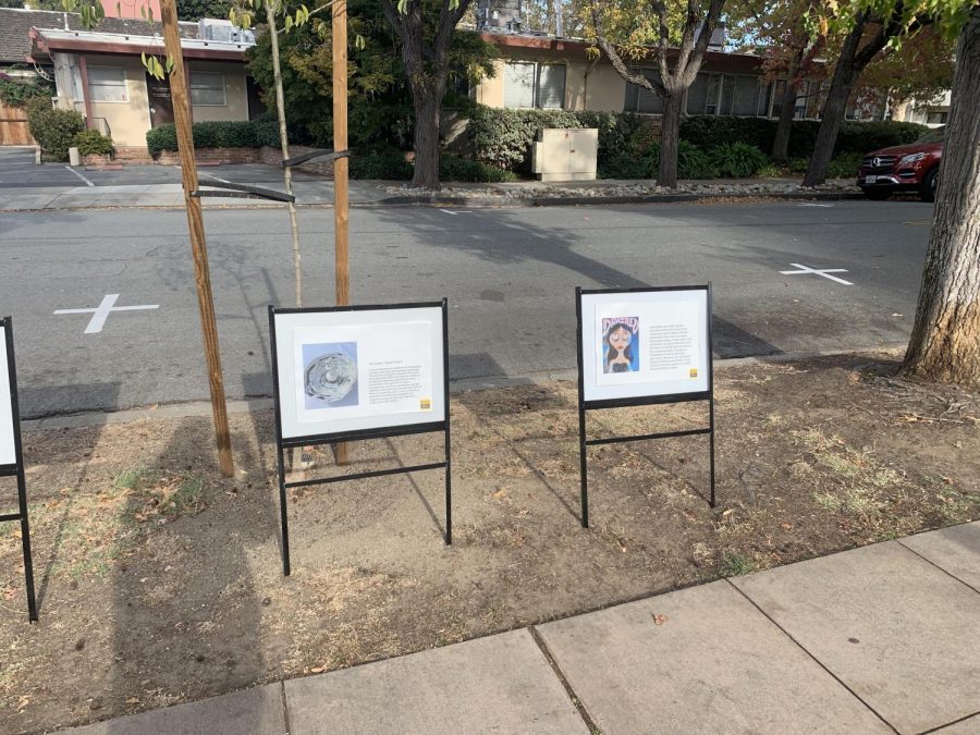 Students submitted artwork to the Burlingame Public Library in October which was displayed outside Burlingame City Hall.
