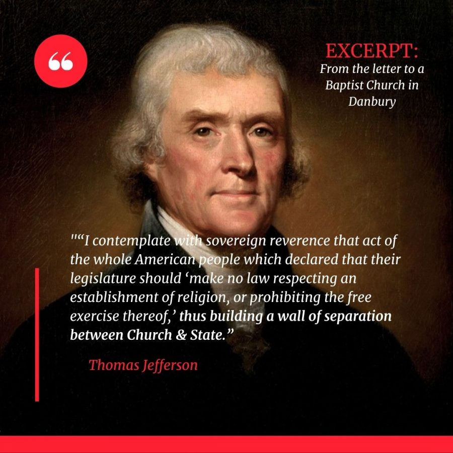 Excerpt from Thomas Jefferson’s letter to a Baptist Church in Danbury. 
