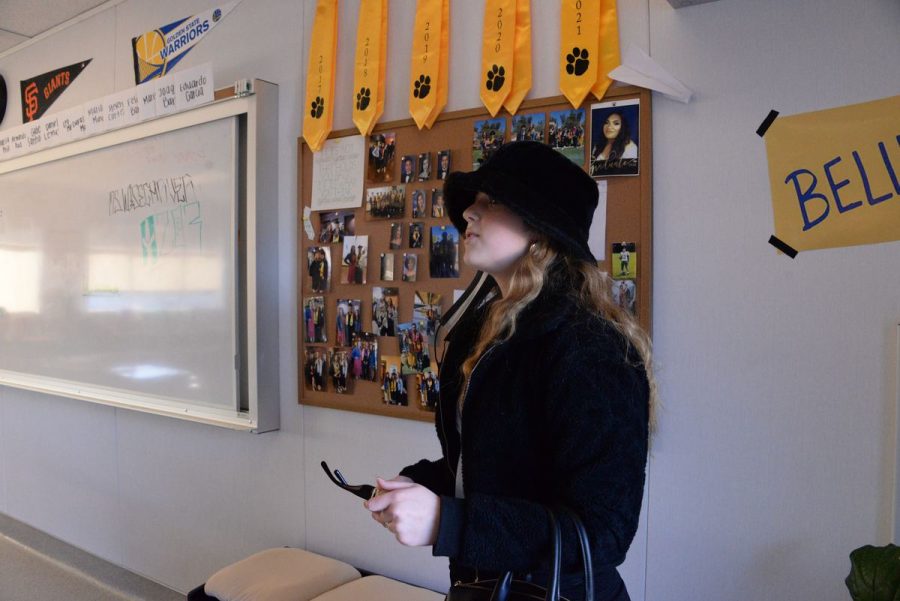 Leaver chats with Matthew Gallegos, a social science teacher at Peninsula. Both Leaver and Sacdalan spoke to the support and kindness of staff.