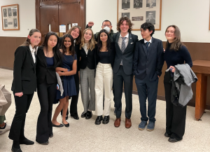 The Mock Trial team gathers at the San Mateo County Courthouse in Redwood City for their first official competition of the season.