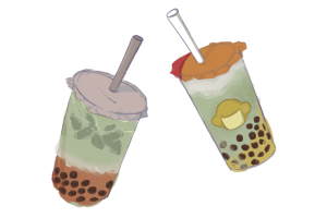 Boba pearls are made of tapioca starch, and typically accompany a drink which is usually a type of tea. 
