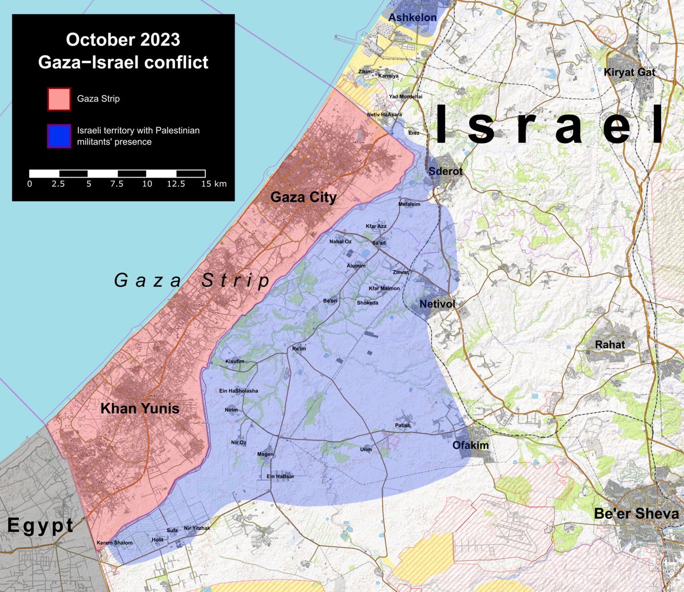 The Gaza strip is a narrow, 140-square-mile piece of land between Egypt and Israel.