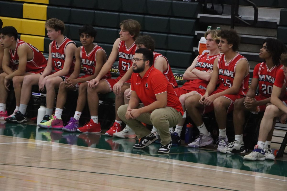 Head coach David Lopez watches his team play defense during the Panthers matchup against Capuchino.