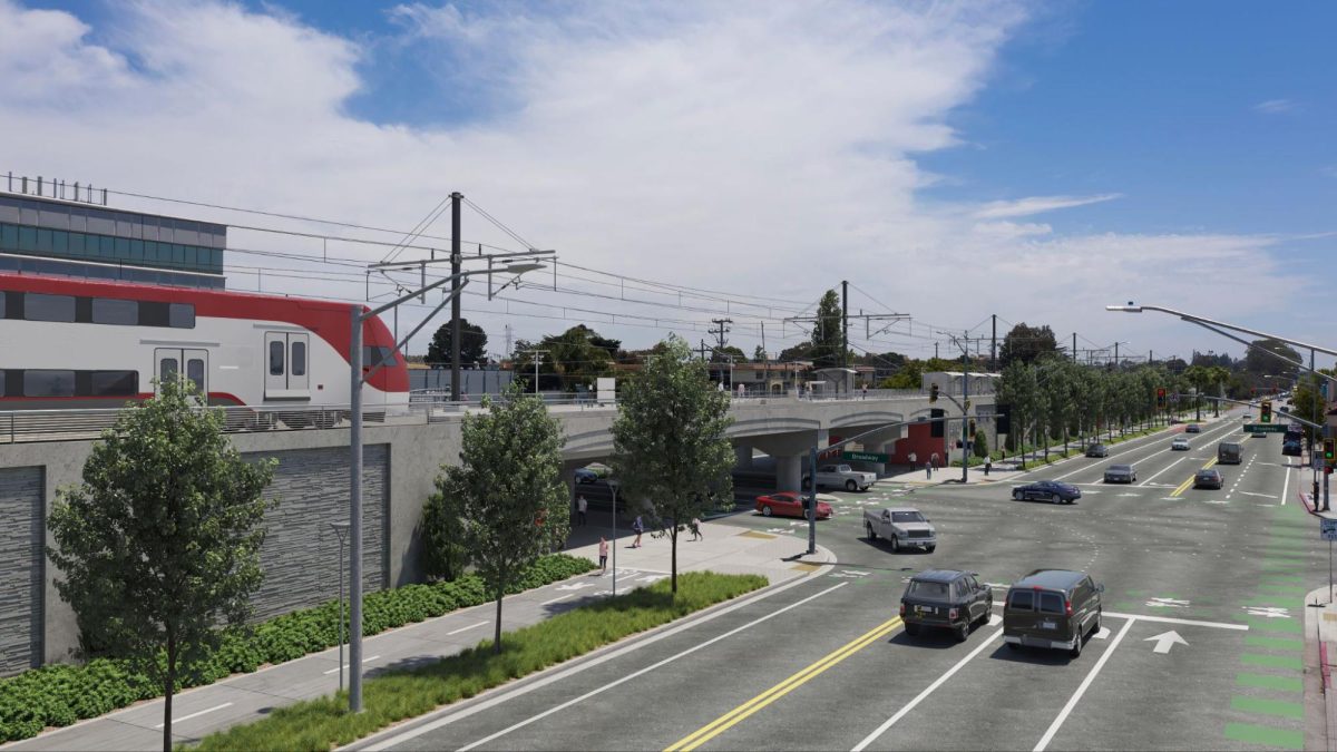 The CalTrain grade separation is expected to be completed in 2028. 
