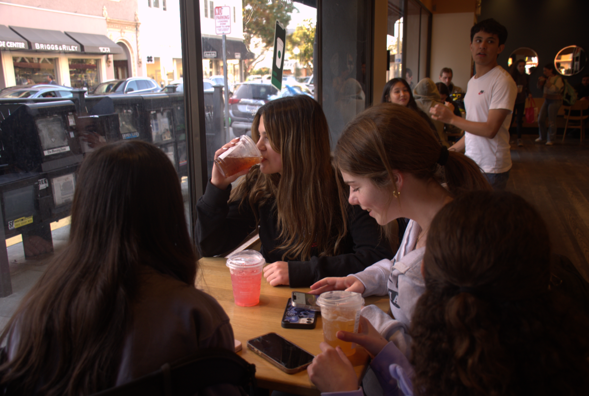Students gather at Starbucks after school to enjoy popular caffeinated beverages like the Strawberry Acai and Pink Drink Refreshers.
