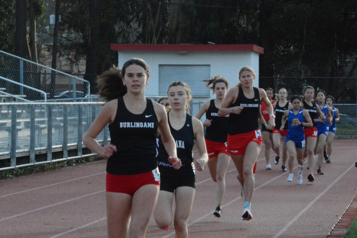 Senior Cora Haggarty dominates the girls’ varsity 800-meter race against Jefferson and Oceana High School athletes on Wednesday, March 6.  