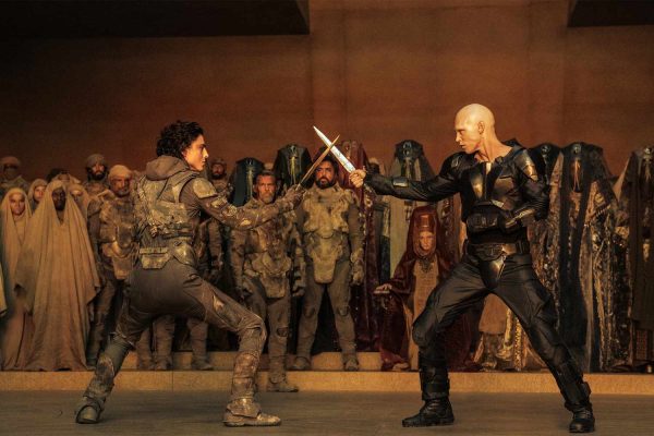 Paul Atreides (Timothée Chalamet) and Feyd-Rautha Harkonnen (Austin Butler) fight a battle to the death to determine whether or not Paul has the might to become emperor.