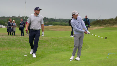 Matt Fitzpatrick (right) hits a chip around the green as his brother Alex (left) looks on at the Open Championship last July. One of the season’s best episodes featured the two brothers as Alex worked to get out of Matt’s shadow and become a successful player in his own right. 