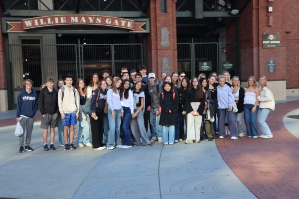 Italian exchange students with their host students at Oracle Park in San Francisco on Friday, Sept. 27.