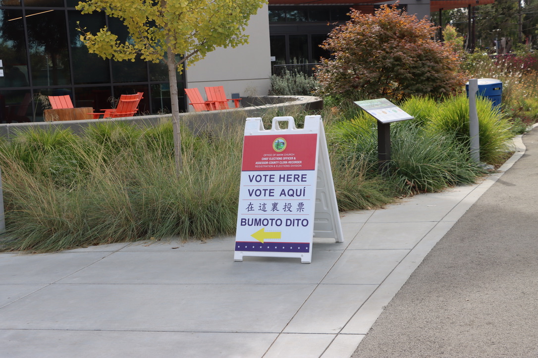 Students work at polling stations on election day