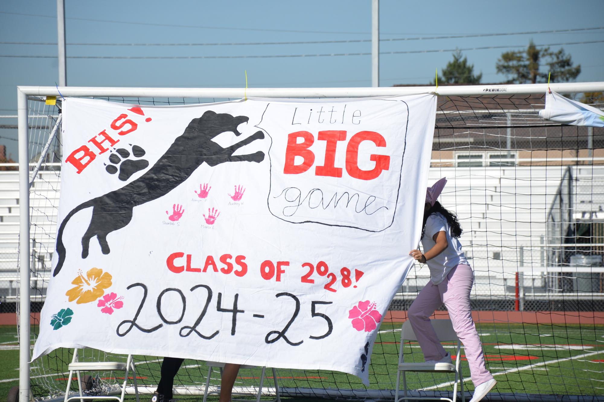 The freshman cabinet’s first ever Little Big Game mural was the first of the four class murals unveiled at the rally.