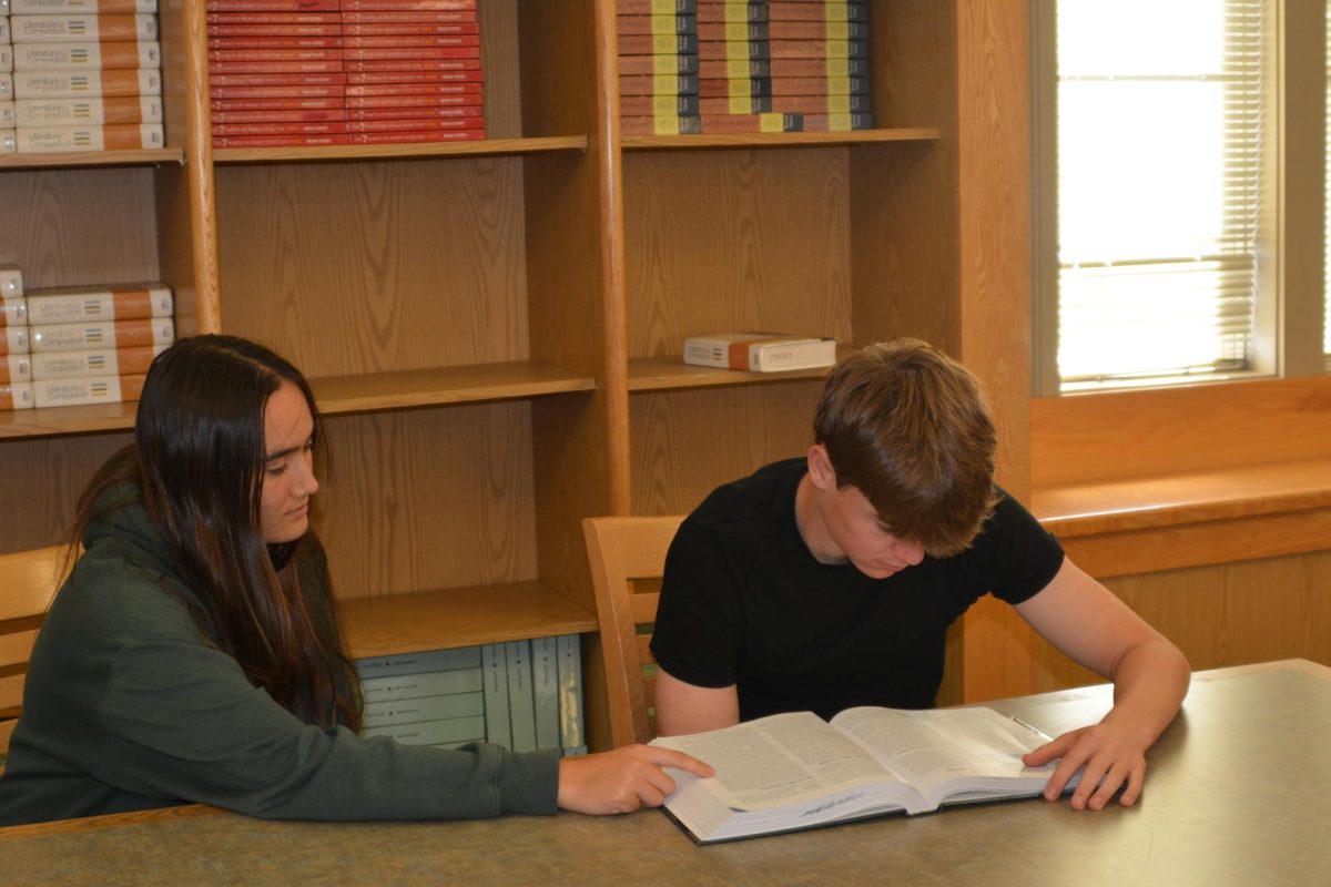 Peer tutors host sessions after school in the library.