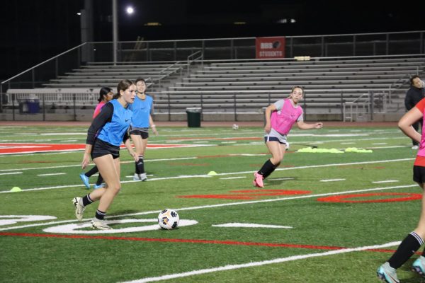 Sophomore Hannah Goldberg takes the field, kicking off her second season as a Varsity player.  