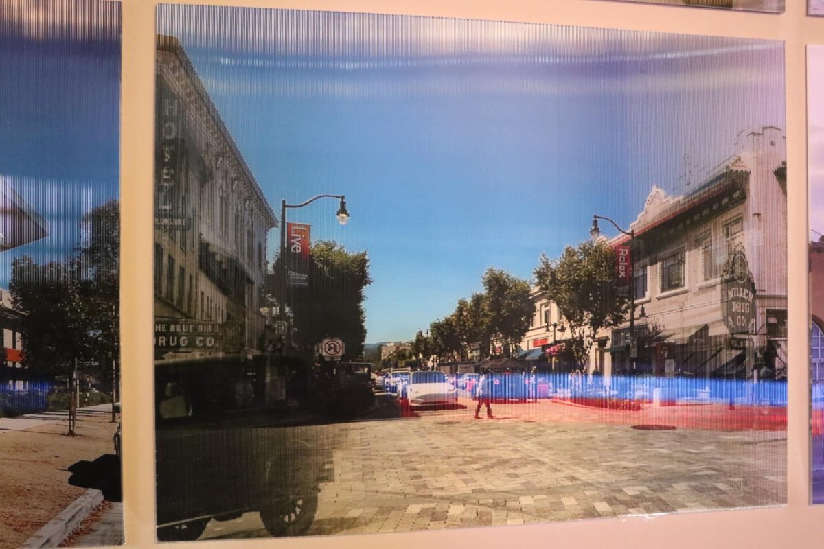 One of the museum’s lenticular images compares Burlingame Avenue in the 1920s and present day. 