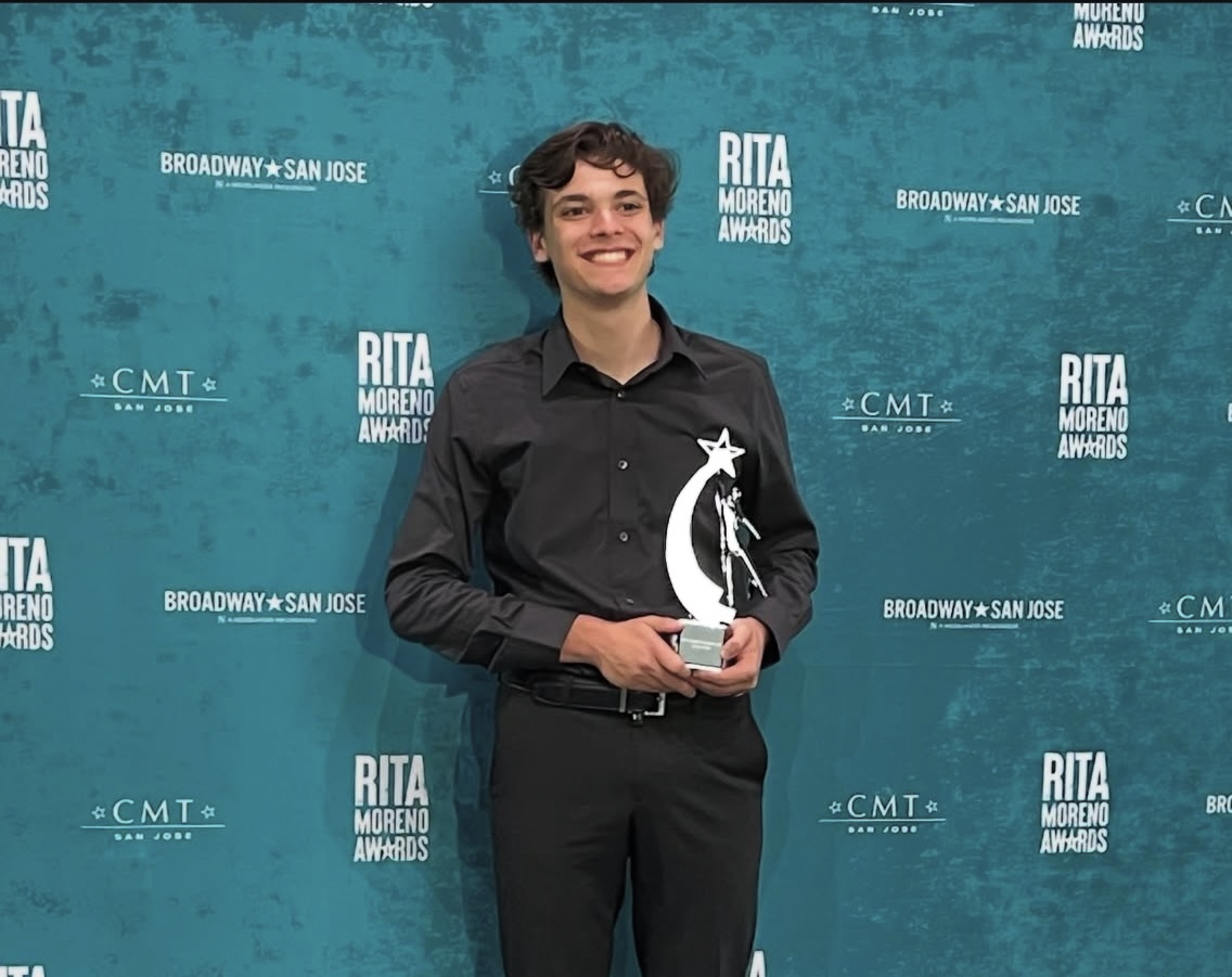 Senior Nico Bennett poses with his Lead Actor trophy at the Rita Moreno Awards. He now moves on to the Jimmy Awards in New York City.
