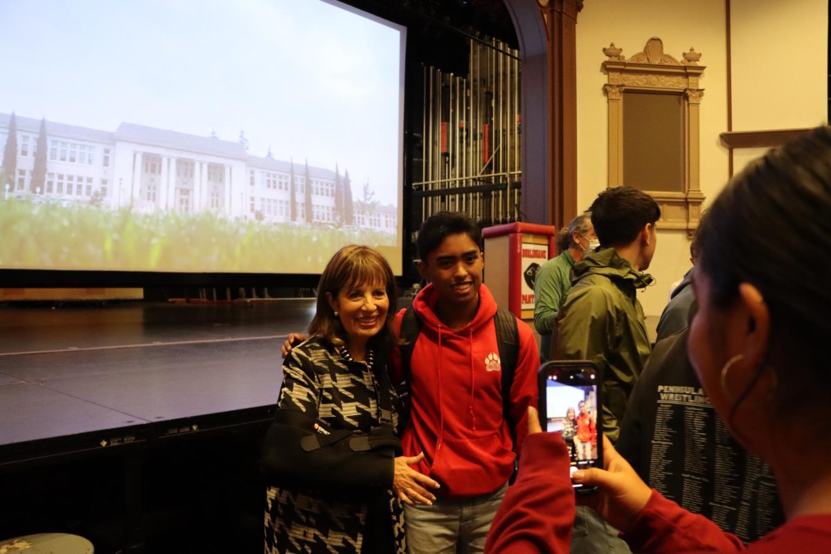 After the presentation, a line of students formed to take photos and speak with Jackie Speier. She stayed until she spoke with everyone in the line, answering both personal and political questions.