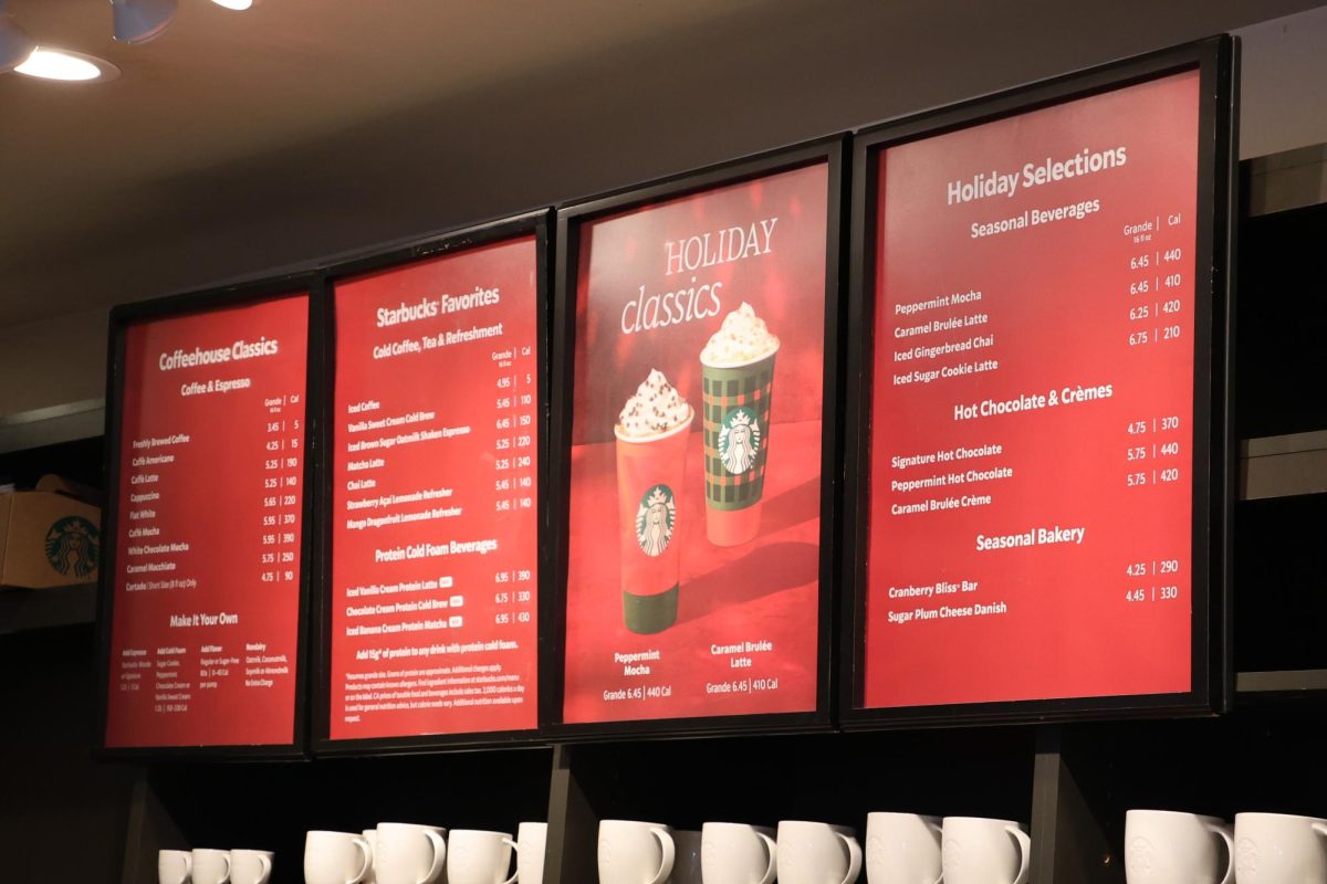 Stores such as Starbucks on Burlingame Avenue already feature holiday-themed flavors and decorations in November.