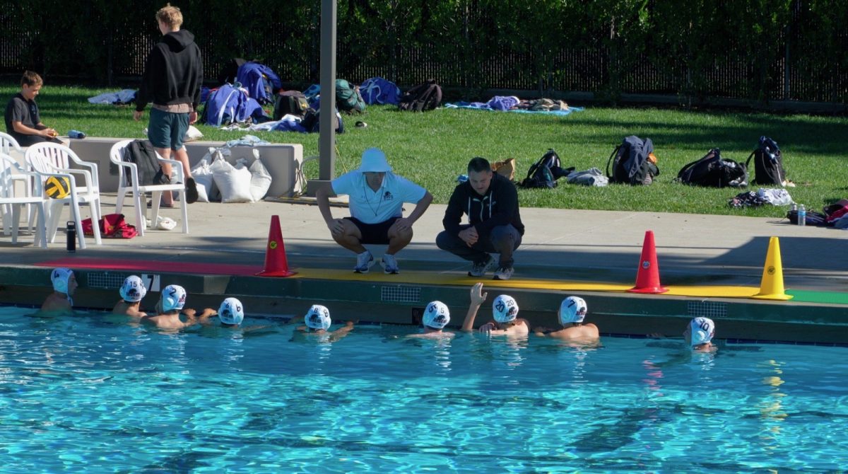 The team discusses their game plan prior to the match on Nov. 8.