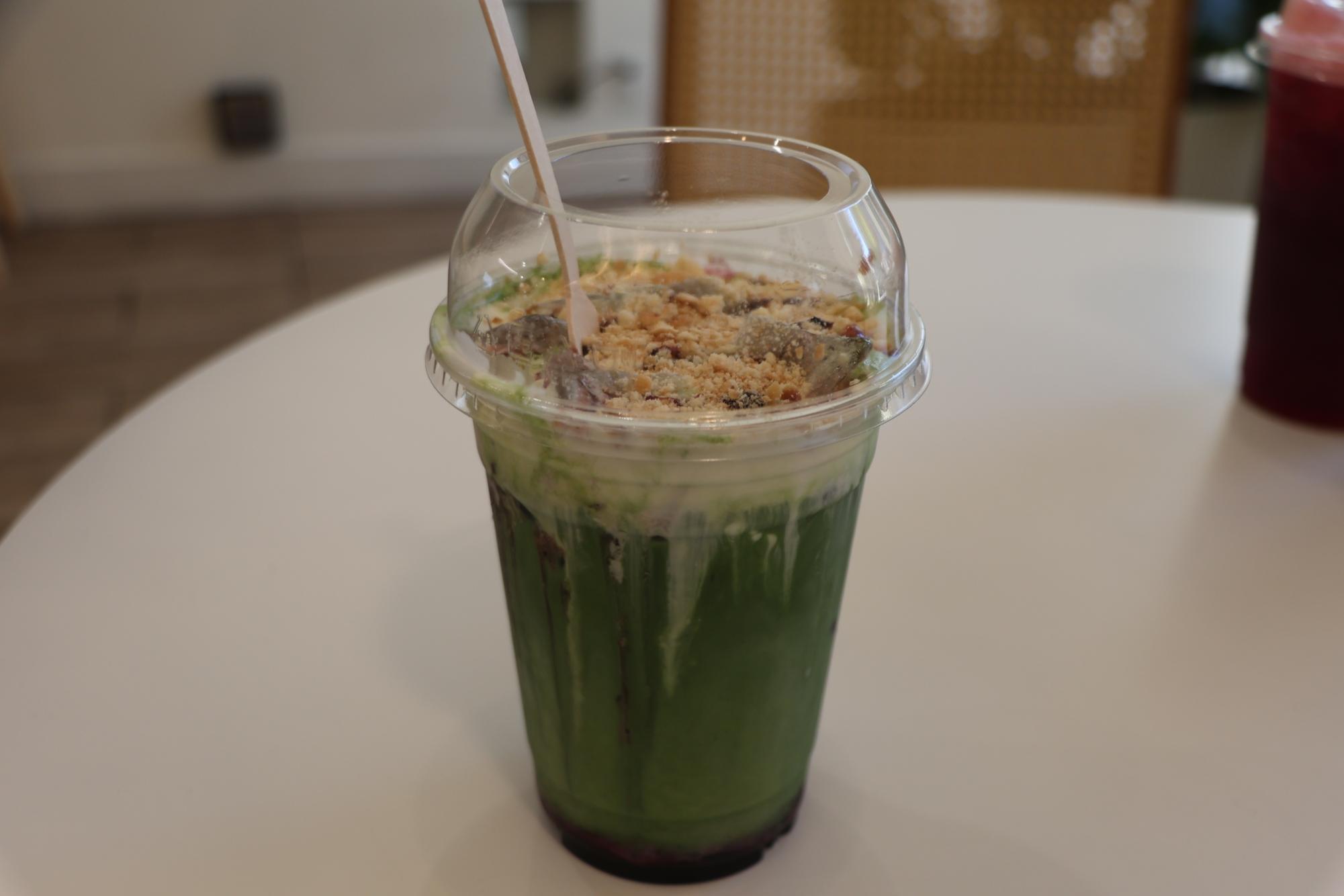 The Blueberry Shortcake Matcha, Cere Tea’s “Soft Opening Special”, is a unique spin on a typical matcha latte paired with an unlikely flavor choice. 