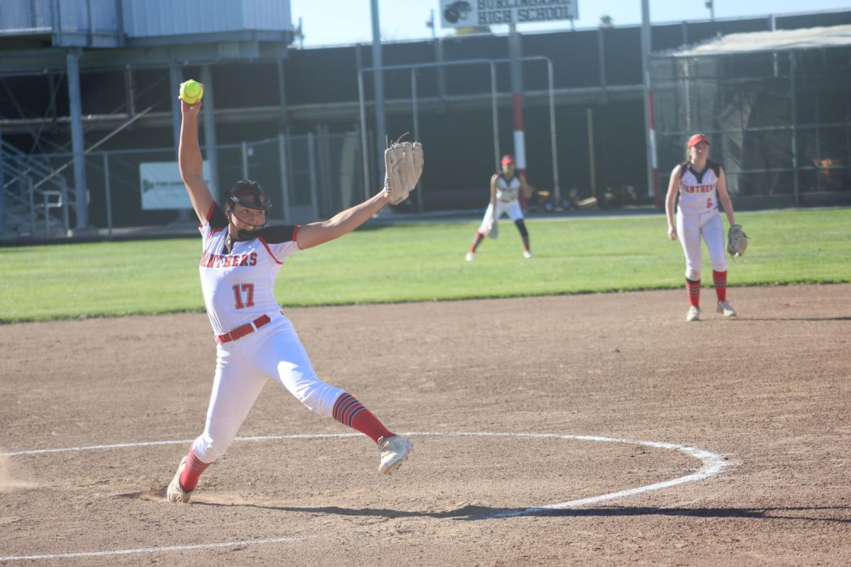 Sophomore Brooke Arce pitches to her San Mateo High School opponent. Arce pitched all innings of the game, allowing only four runs.