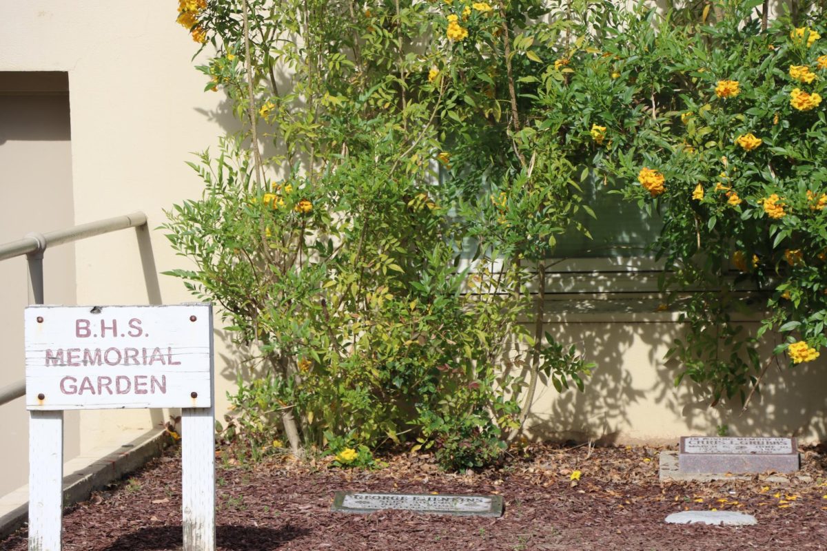 The Memorial Garden, located in the senior quad, commemorates deceased students, staff, and pets.