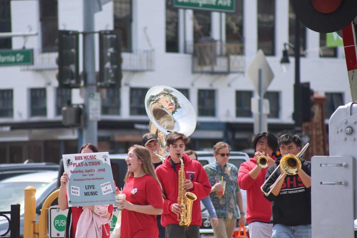 A jazz combo plays on Burlingame Avenue.
