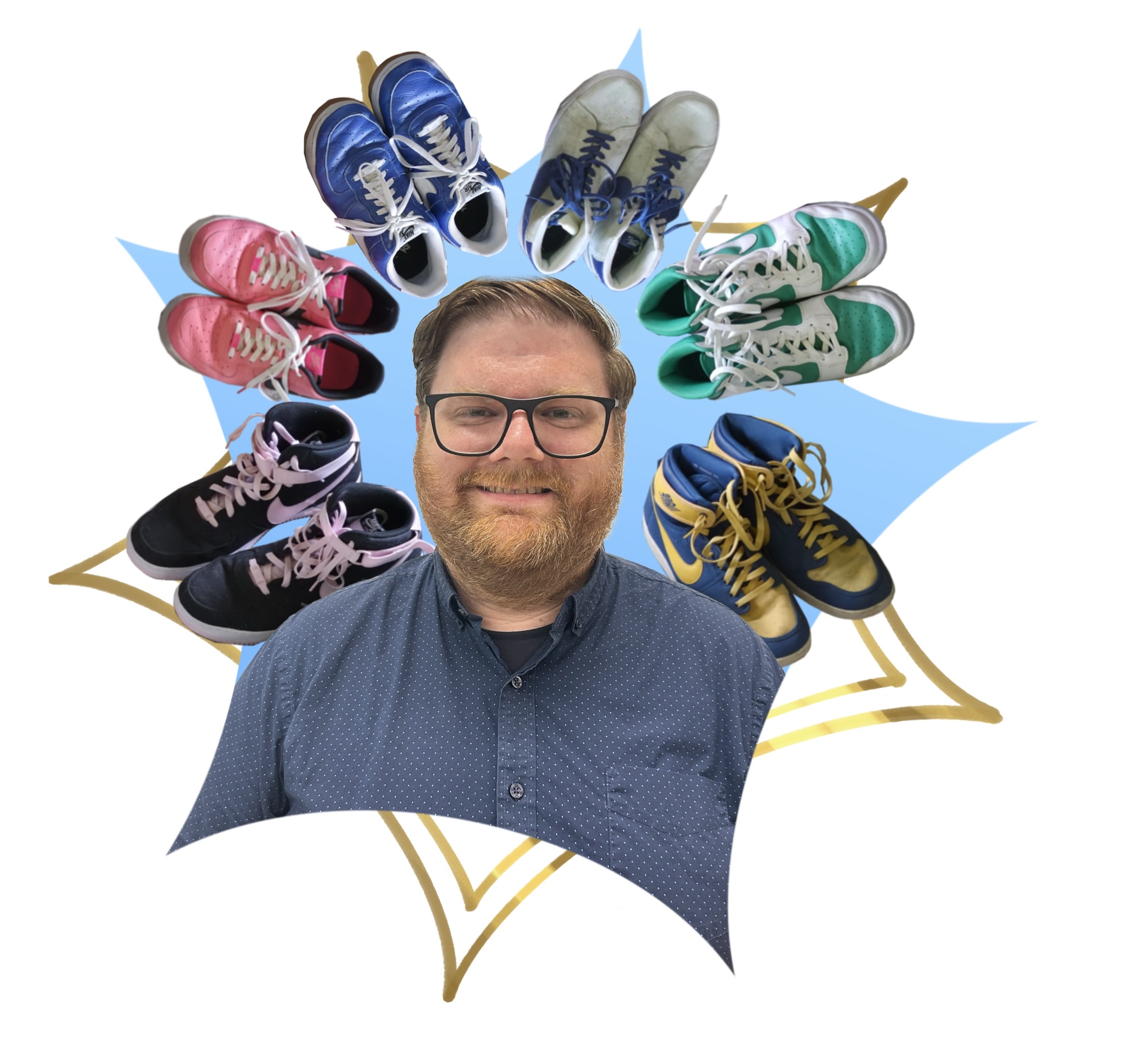 Education specialist Tim Whitehorn has a collection of over 40 pairs of Nike sneakers.