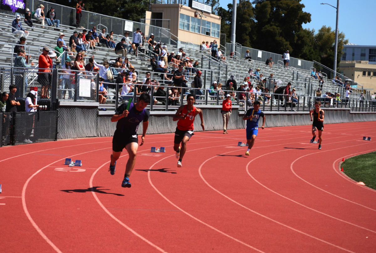 Senior Ryan Frank leads off the boys’ 4x400 relay at Peninsula Athletic League (PAL) Championships.