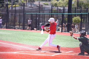 Senior catcher Oscar Osuna swings at a pitch during the Saturday, May 23 game against Leigh High School.